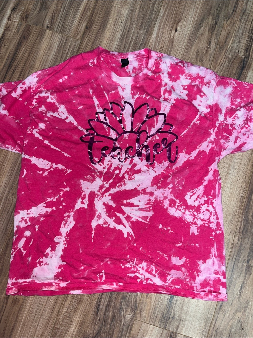 NEW XL Pink Tie-Dye "Teacher" Graphic Tee